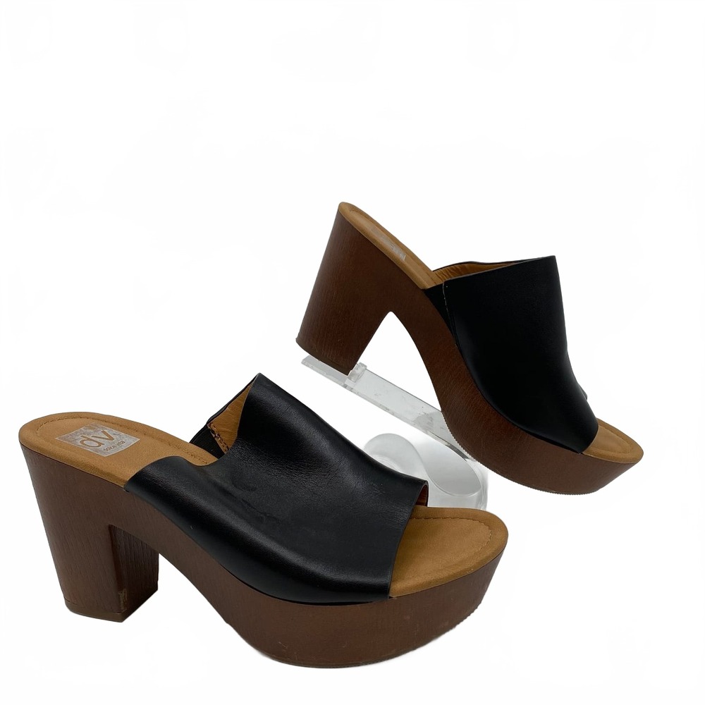 Dolce Vita Henna Black Leather Clog Mules | Women’s US 8.5
